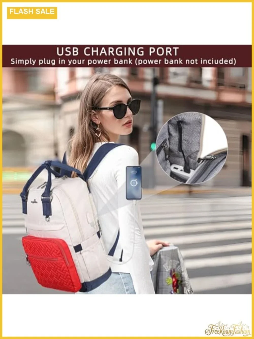 Large Travel Laptop Backpack with USB Port Women Nylon Anti-Theft Daypack
